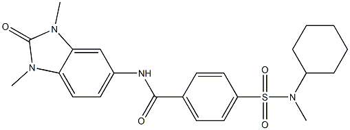 4-[cyclohexyl(methyl)sulfamoyl]-N-(1,3-dimethyl-2-oxobenzimidazol-5-yl)benzamide Structure