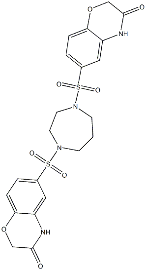 6-[[4-[(3-oxo-4H-1,4-benzoxazin-6-yl)sulfonyl]-1,4-diazepan-1-yl]sulfonyl]-4H-1,4-benzoxazin-3-one 化学構造式