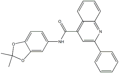 N-(2,2-dimethyl-1,3-benzodioxol-5-yl)-2-phenylquinoline-4-carboxamide 化学構造式