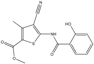 methyl 4-cyano-5-[(2-hydroxybenzoyl)amino]-3-methylthiophene-2-carboxylate 化学構造式