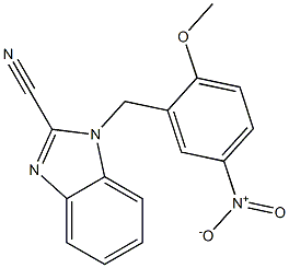 1-[(2-methoxy-5-nitrophenyl)methyl]benzimidazole-2-carbonitrile Struktur