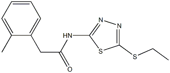 N-(5-ethylsulfanyl-1,3,4-thiadiazol-2-yl)-2-(2-methylphenyl)acetamide 化学構造式