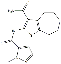 N-(3-carbamoyl-5,6,7,8-tetrahydro-4H-cyclohepta[b]thiophen-2-yl)-2-methylpyrazole-3-carboxamide Structure