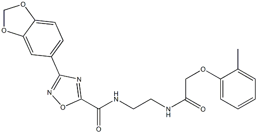 3-(1,3-benzodioxol-5-yl)-N-[2-[[2-(2-methylphenoxy)acetyl]amino]ethyl]-1,2,4-oxadiazole-5-carboxamide Struktur