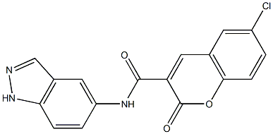 6-chloro-N-(1H-indazol-5-yl)-2-oxochromene-3-carboxamide Struktur