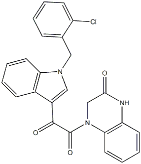 1-[1-[(2-chlorophenyl)methyl]indol-3-yl]-2-(3-oxo-2,4-dihydroquinoxalin-1-yl)ethane-1,2-dione Struktur