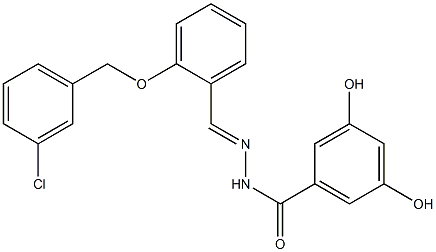 N-[(E)-[2-[(3-chlorophenyl)methoxy]phenyl]methylideneamino]-3,5-dihydroxybenzamide Struktur