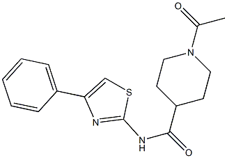 1-acetyl-N-(4-phenyl-1,3-thiazol-2-yl)piperidine-4-carboxamide Structure