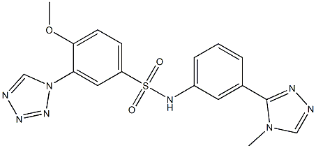 4-methoxy-N-[3-(4-methyl-1,2,4-triazol-3-yl)phenyl]-3-(tetrazol-1-yl)benzenesulfonamide,,结构式