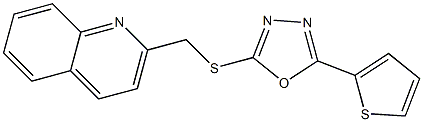 2-(quinolin-2-ylmethylsulfanyl)-5-thiophen-2-yl-1,3,4-oxadiazole Struktur