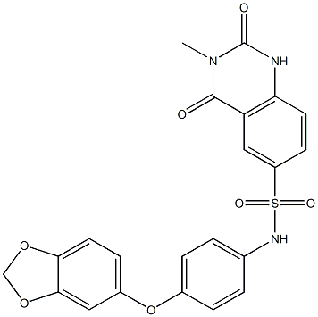 N-[4-(1,3-benzodioxol-5-yloxy)phenyl]-3-methyl-2,4-dioxo-1H-quinazoline-6-sulfonamide Structure