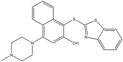 1-(1,3-benzothiazol-2-ylsulfanyl)-4-(4-methylpiperazin-1-yl)naphthalen-2-ol 结构式