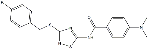 4-(dimethylamino)-N-[3-[(4-fluorophenyl)methylsulfanyl]-1,2,4-thiadiazol-5-yl]benzamide 化学構造式