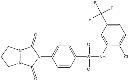 N-[2-chloro-5-(trifluoromethyl)phenyl]-4-(1,3-dioxo-6,7-dihydro-5H-pyrazolo[1,2-a][1,2,4]triazol-2-yl)benzenesulfonamide 化学構造式