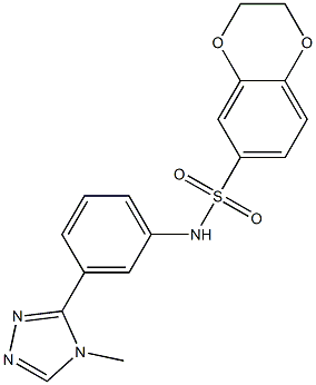 N-[3-(4-methyl-1,2,4-triazol-3-yl)phenyl]-2,3-dihydro-1,4-benzodioxine-6-sulfonamide 化学構造式