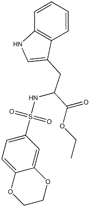 ethyl 2-(2,3-dihydro-1,4-benzodioxin-6-ylsulfonylamino)-3-(1H-indol-3-yl)propanoate Struktur