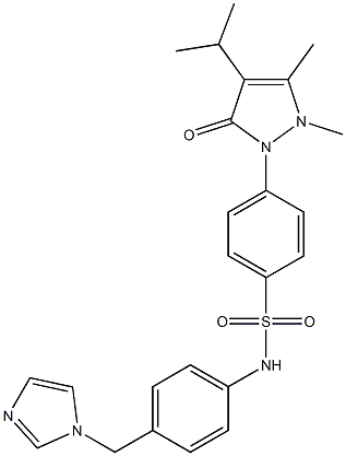 4-(2,3-dimethyl-5-oxo-4-propan-2-ylpyrazol-1-yl)-N-[4-(imidazol-1-ylmethyl)phenyl]benzenesulfonamide 化学構造式