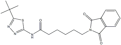 N-(5-tert-butyl-1,3,4-thiadiazol-2-yl)-6-(1,3-dioxoisoindol-2-yl)hexanamide 化学構造式