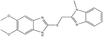 5,6-dimethoxy-2-[(1-methylbenzimidazol-2-yl)methylsulfanyl]-1H-benzimidazole Struktur