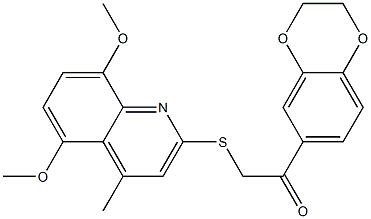 1-(2,3-dihydro-1,4-benzodioxin-6-yl)-2-(5,8-dimethoxy-4-methylquinolin-2-yl)sulfanylethanone,,结构式