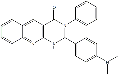 2-[4-(dimethylamino)phenyl]-3-phenyl-1,2-dihydropyrimido[4,5-b]quinolin-4-one 化学構造式