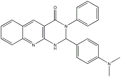 2-[4-(dimethylamino)phenyl]-3-phenyl-1,2-dihydropyrimido[4,5-b]quinolin-4-one,,结构式