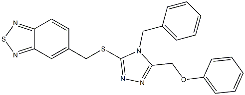 5-[[4-benzyl-5-(phenoxymethyl)-1,2,4-triazol-3-yl]sulfanylmethyl]-2,1,3-benzothiadiazole 化学構造式