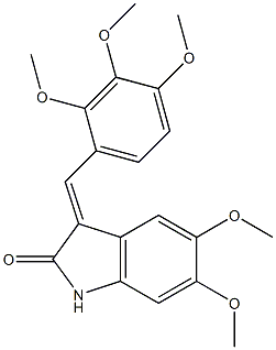 (3E)-5,6-dimethoxy-3-[(2,3,4-trimethoxyphenyl)methylidene]-1H-indol-2-one 化学構造式