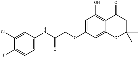 N-(3-chloro-4-fluorophenyl)-2-[(5-hydroxy-2,2-dimethyl-4-oxo-3H-chromen-7-yl)oxy]acetamide 化学構造式