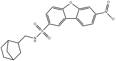 N-(3-bicyclo[2.2.1]heptanylmethyl)-7-nitrodibenzofuran-2-sulfonamide Structure