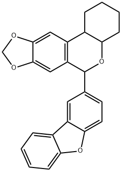 6-dibenzofuran-2-yl-2,3,4,4a,6,11b-hexahydro-1H-[1,3]benzodioxolo[5,6-c]chromene Struktur