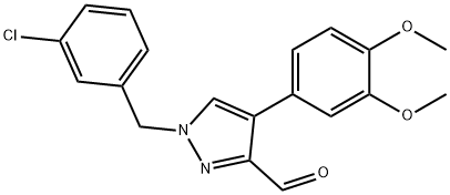 1-[(3-chlorophenyl)methyl]-4-(3,4-dimethoxyphenyl)pyrazole-3-carbaldehyde,1005847-22-2,结构式