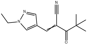 (2E)-2-[(1-ethylpyrazol-4-yl)methylidene]-4,4-dimethyl-3-oxopentanenitrile Structure