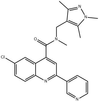 6-chloro-N-methyl-2-pyridin-3-yl-N-[(1,3,5-trimethylpyrazol-4-yl)methyl]quinoline-4-carboxamide,1005873-85-7,结构式