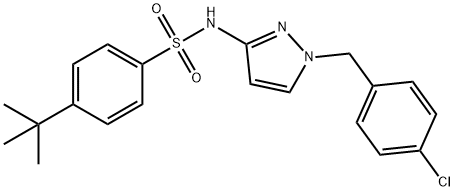 4-tert-butyl-N-[1-[(4-chlorophenyl)methyl]pyrazol-3-yl]benzenesulfonamide Structure