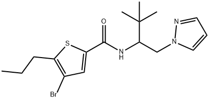 4-bromo-N-(3,3-dimethyl-1-pyrazol-1-ylbutan-2-yl)-5-propylthiophene-2-carboxamide,1005877-56-4,结构式