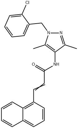 (E)-N-[1-[(2-chlorophenyl)methyl]-3,5-dimethylpyrazol-4-yl]-3-naphthalen-1-ylprop-2-enamide,1005913-85-8,结构式