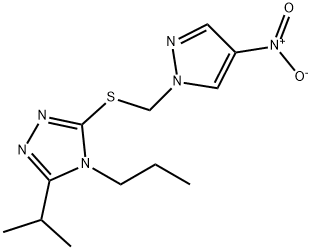 3-[(4-nitropyrazol-1-yl)methylsulfanyl]-5-propan-2-yl-4-propyl-1,2,4-triazole Structure