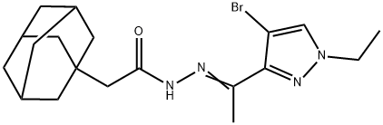 2-(1-adamantyl)-N-[(E)-1-(4-bromo-1-ethylpyrazol-3-yl)ethylideneamino]acetamide Structure