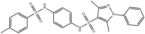 3,5-dimethyl-N-[4-[(4-methylphenyl)sulfonylamino]phenyl]-1-phenylpyrazole-4-sulfonamide 结构式