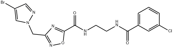 3-[(4-bromopyrazol-1-yl)methyl]-N-[2-[(3-chlorobenzoyl)amino]ethyl]-1,2,4-oxadiazole-5-carboxamide Structure