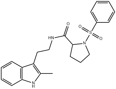 1-(benzenesulfonyl)-N-[2-(2-methyl-1H-indol-3-yl)ethyl]pyrrolidine-2-carboxamide Struktur