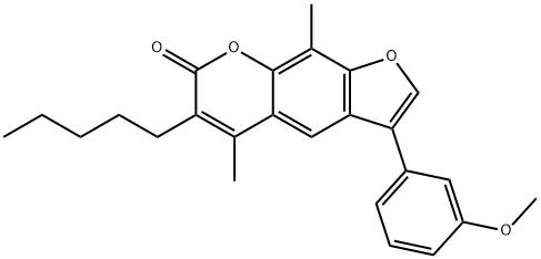 3-(3-methoxyphenyl)-5,9-dimethyl-6-pentylfuro[3,2-g]chromen-7-one 结构式