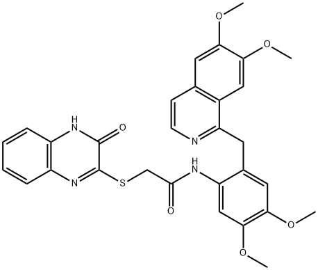 N-[2-[(6,7-dimethoxyisoquinolin-1-yl)methyl]-4,5-dimethoxyphenyl]-2-[(3-oxo-4H-quinoxalin-2-yl)sulfanyl]acetamide Structure