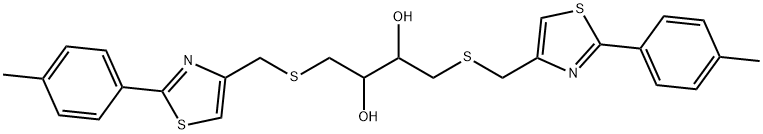 1,4-bis[[2-(4-methylphenyl)-1,3-thiazol-4-yl]methylsulfanyl]butane-2,3-diol 化学構造式