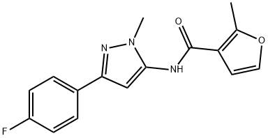 N-[5-(4-fluorophenyl)-2-methylpyrazol-3-yl]-2-methylfuran-3-carboxamide Struktur