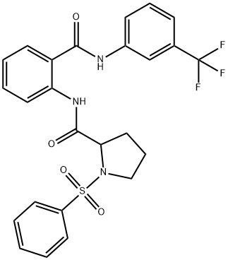 1-(benzenesulfonyl)-N-[2-[[3-(trifluoromethyl)phenyl]carbamoyl]phenyl]pyrrolidine-2-carboxamide,1030834-32-2,结构式