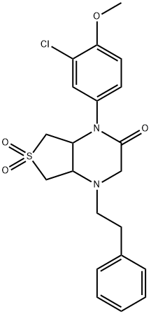 4-(3-chloro-4-methoxyphenyl)-6,6-dioxo-1-(2-phenylethyl)-4a,5,7,7a-tetrahydro-2H-thieno[3,4-b]pyrazin-3-one Structure