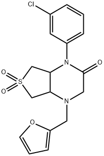 4-(3-chlorophenyl)-1-(furan-2-ylmethyl)-6,6-dioxo-4a,5,7,7a-tetrahydro-2H-thieno[3,4-b]pyrazin-3-one Structure