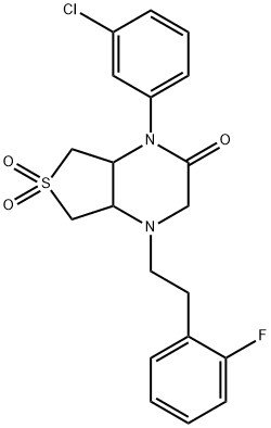 4-(3-chlorophenyl)-1-[2-(2-fluorophenyl)ethyl]-6,6-dioxo-4a,5,7,7a-tetrahydro-2H-thieno[3,4-b]pyrazin-3-one Structure